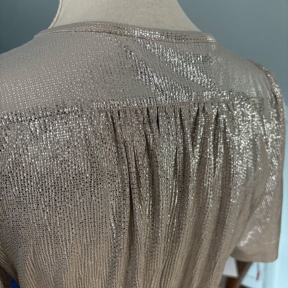 Sabina Musayev Anthropologie Mercury Silver Shirt Dress XS short sleeve metallic - Picture 8 of 12